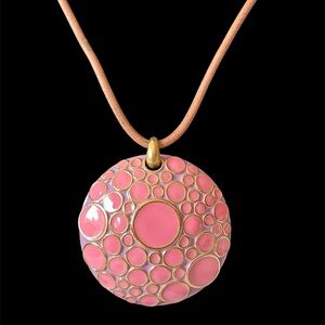 Vintage QVC Joan Rivers Classics Collection Domed Circle Pendant on a 16” cord